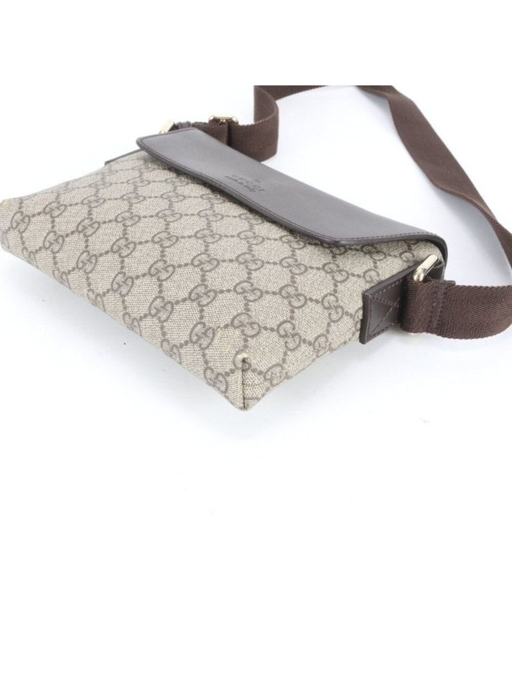 Gucci GG Supreme Leather Shoulder Bag Crossbody Brown Color Rne - Picture 5 of 9